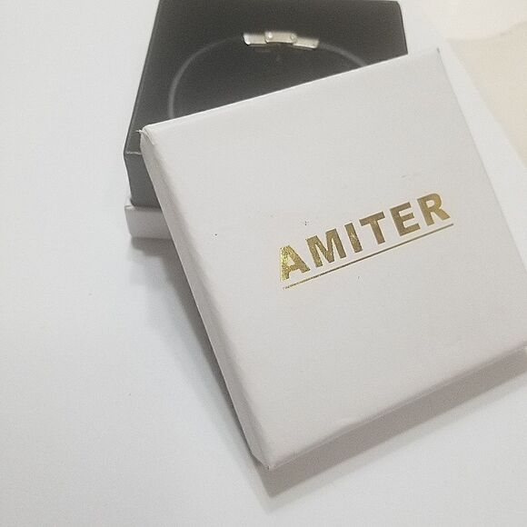 Titanium stainless steel black Leather band Bracelet. - Picture 7 of 7